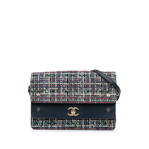 Medium CC Quilted Mixed Fibers and Lambskin Double Flap - Image 1