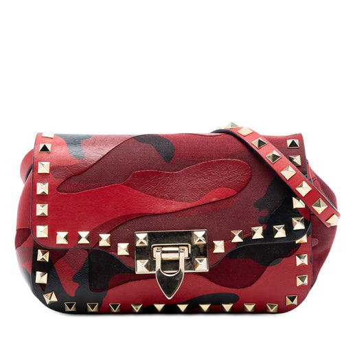 Mini Nappa and Canvas Camouflage Rockstud Flap Crossbody - Image 1