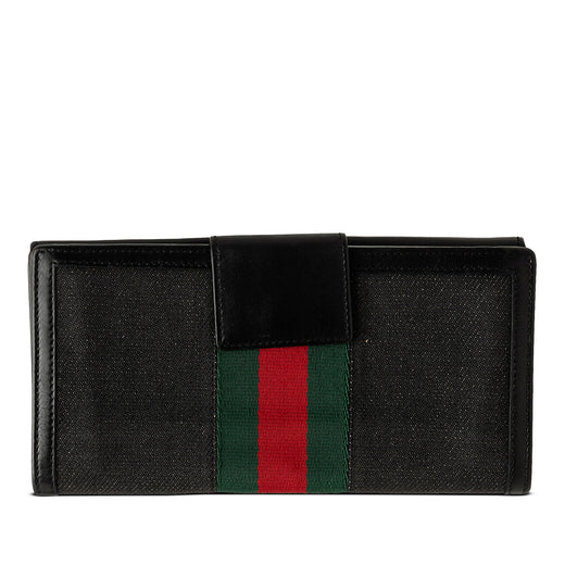 Canvas and Leather Web Continental Wallet - Image 1