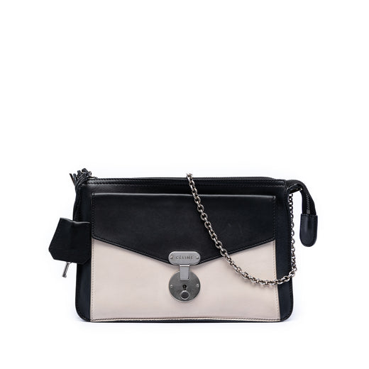 Bicolor Leather Pocket Envelope Zip Crossbody - Image 1