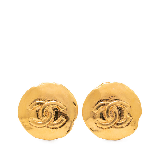 CC Gold Plated Round Clip On Earrings - Image 1