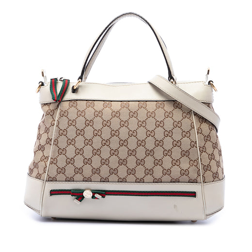 GG Canvas Web Mayfair Satchel - Image 1