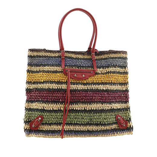 Raffia Motocross Panier Basket Tote - Image 1