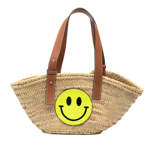 Paulas Ibiza Smiley Small Raffia Basket Tote - Image 1