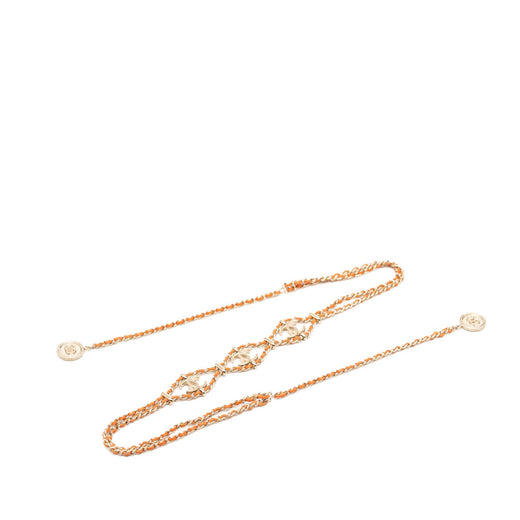 CC Gold Plated Leather Woven Wrap Choker Necklace - Image 1