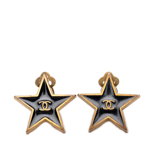 CC Gold Plated Enamel Star Clip On Earrings - Image 1