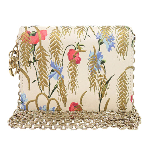 Calfskin Hibiscus Card Holder with Chain - Image 1