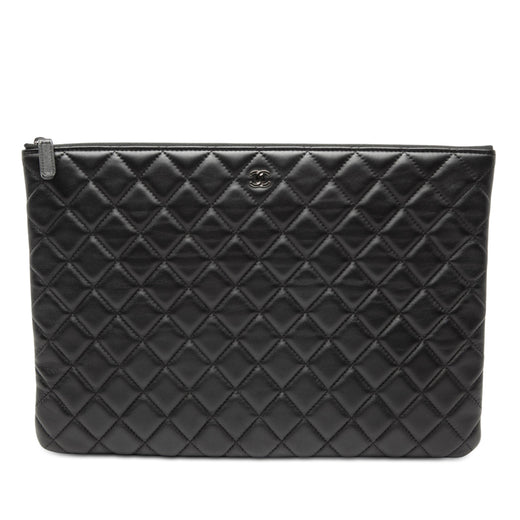 Large Quilted Lambskin Double Stitch O Case Clutch - Image 1