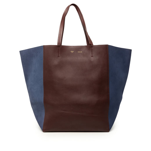 Large Bicolor Suede and Calfskin Phantom Cabas Tote - Image 1