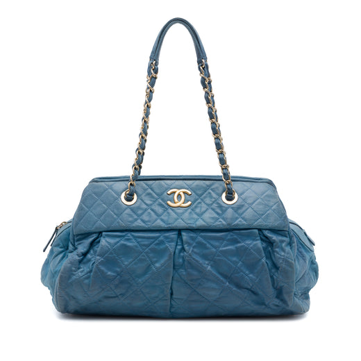 Quilted Iridescent Calfskin Chic Quilt Bowling Bag - Image 1
