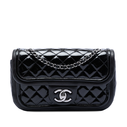 Small Quilted Patent and Lambskin Trimmed Classic Twist Flap - Image 1