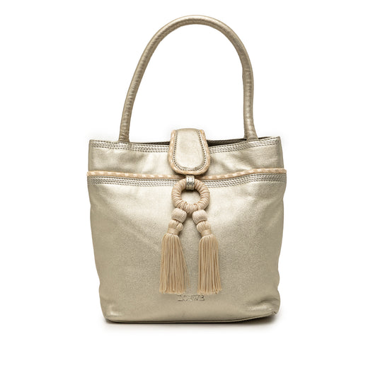 Metallic Leather Fringe Tassel Handbag - Image 1