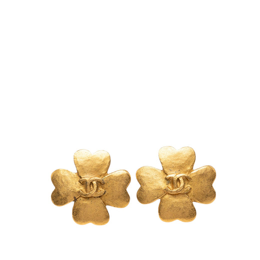 CC Gold Plated Clover Clip On Earrings - Image 1