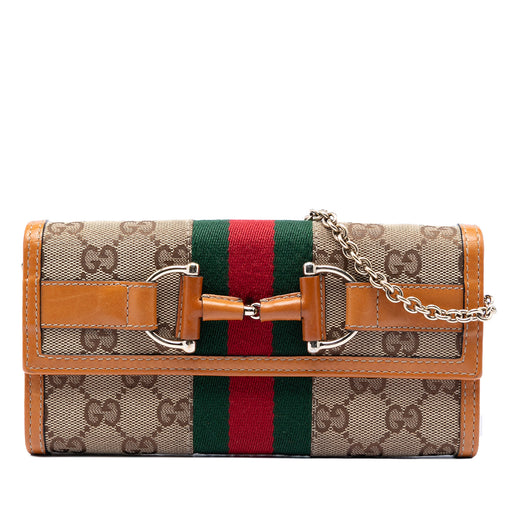 GG Canvas Web Horsebit Wallet on Chain - Image 1