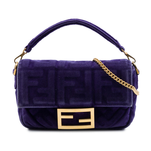 Mini Zucca Embossed Velvet Baguette Satchel - Image 1