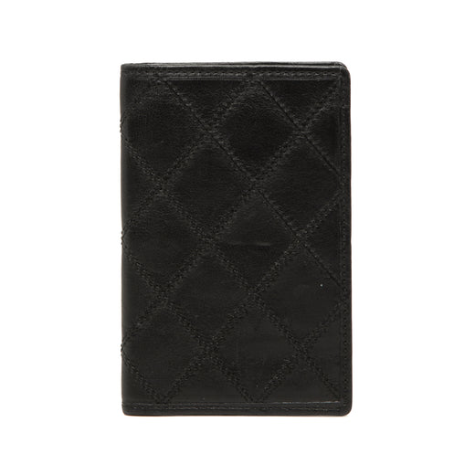 Quilted Lambskin Double Stitch Bifold Card Holder - Image 1