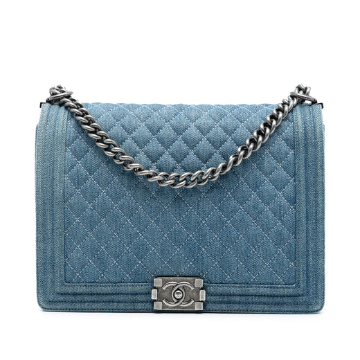 Large Quilted Denim Boy Flap - Image 1