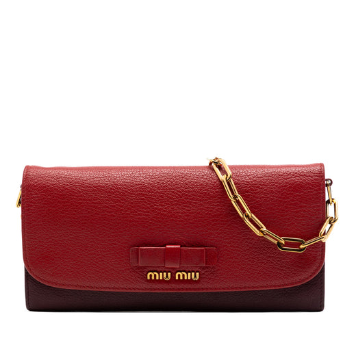 Bicolor Goatskin Madras Bow Wallet on Chain - Image 1