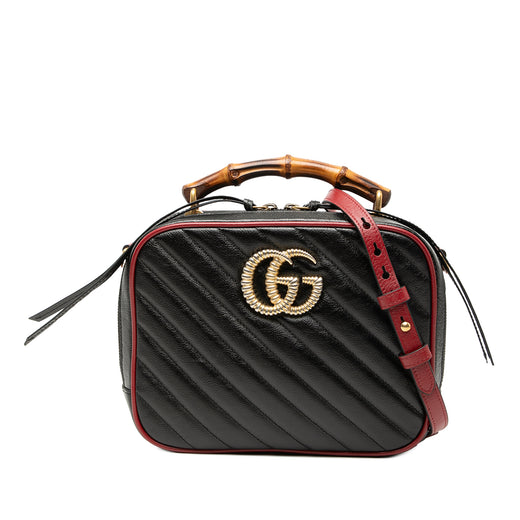 Small GG Marmont Matelasse Diagonal Leather Torchon Bamboo Satchel - Image 1