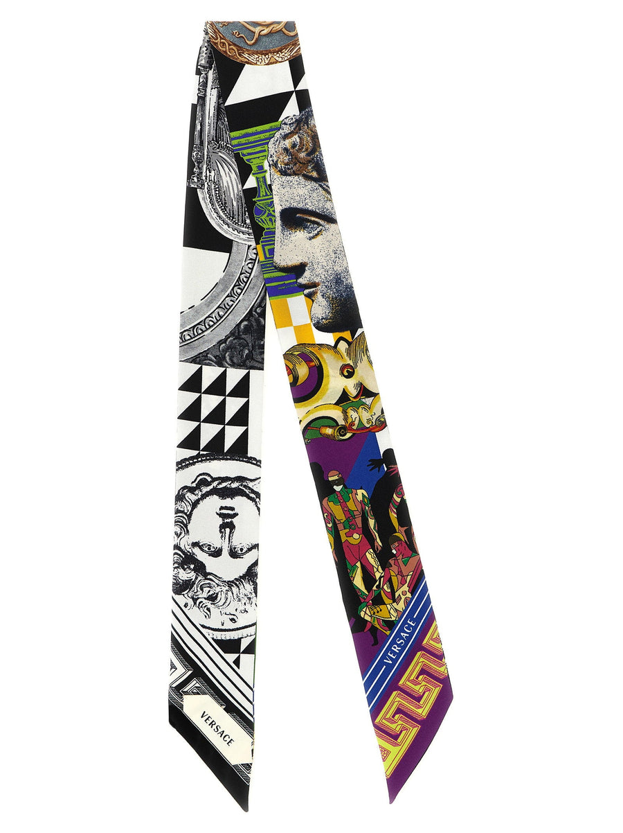 Versace Medusa Collage Silk Twill Scarf — Black Pure Scarfs