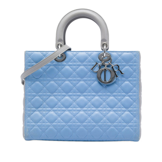 Large Bicolor Lambskin Cannage Lady Dior - Image 1