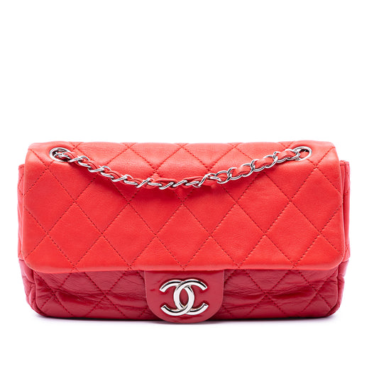 Medium Bicolor Lambskin and Calfskin CC Chain Flap - Image 1