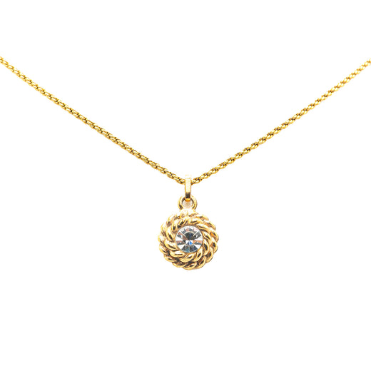 Gold Plated Rhinestone Pendant Necklace - Image 1