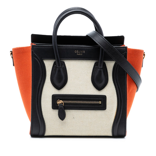 Nano Tricolor Canvas and Leather Luggage Tote - Image 1
