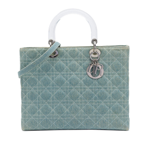 Large Denim Cannage Acrylic Handles Lady Dior - Image 1