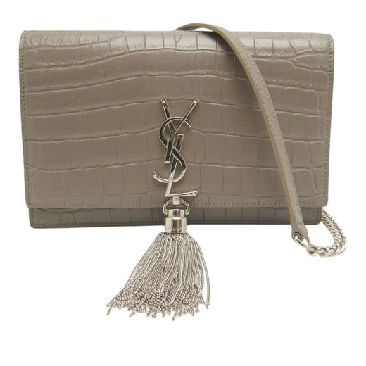 Small Croc Embossed Leather Monogram Kate Tassel Crossbody - Image 1