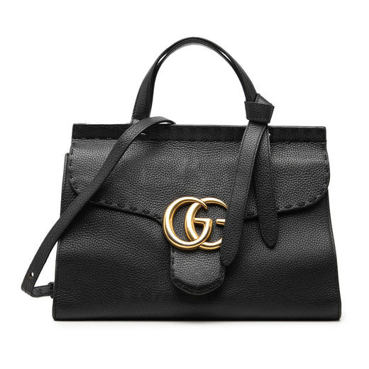 Small GG Marmont Grained Calfskin Top Handle Satchel - Image 1