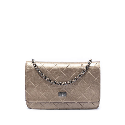 Quilted Metallic Aged Calfskin Reissue 2.55 Wallet on Chain - Image 1