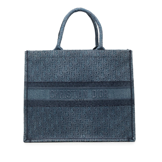 Large Oblique Denim Book Tote - Image 1