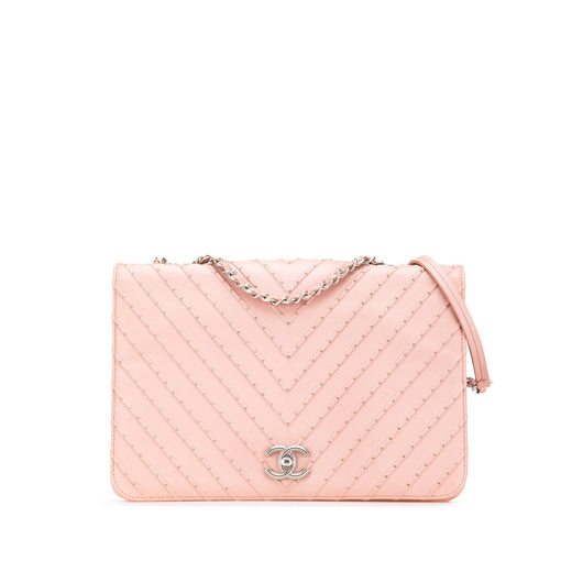 Chevron Calfskin Studded Full Flap - Image 1