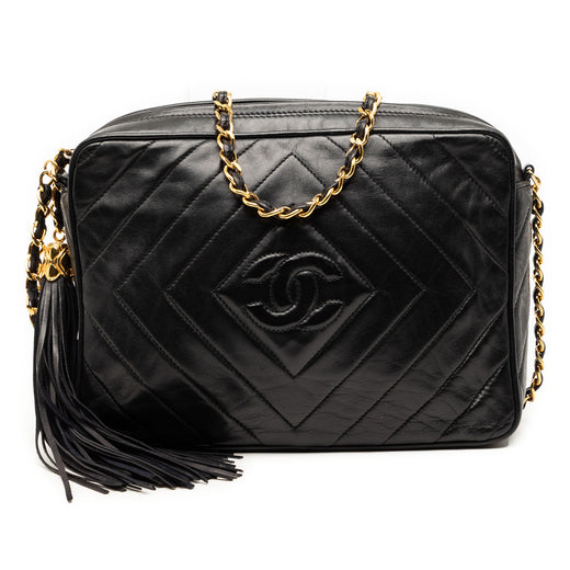 CC Diamond Quilted Lambskin Tassel Camera Bag - Image 1