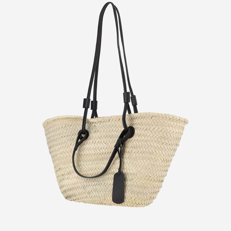 Filippo Catarzi Woven Straw With Leather Accents Tote Bag — Beige
