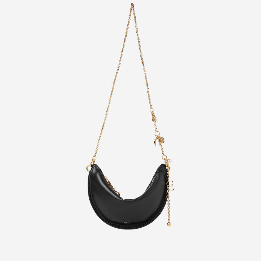 Chloé Nappa Leather Crescent Shoulder Bag — Black