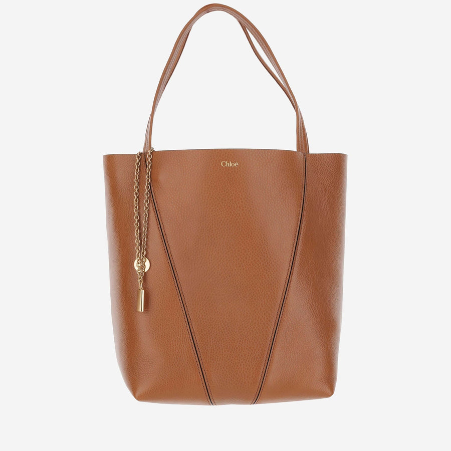Chloé Spin Shoulder Bag — Brown Calfskin