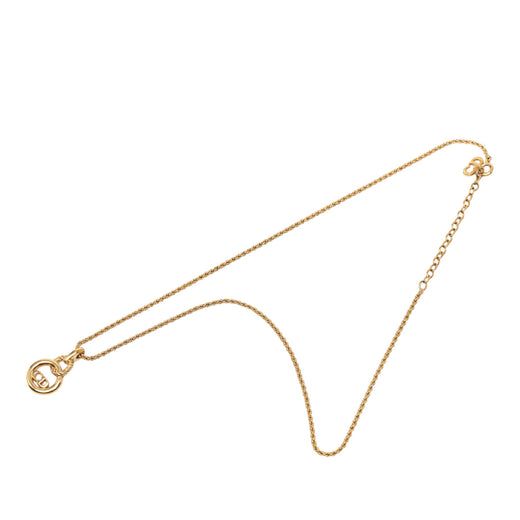 Gold Plated CD Logo Twisted Round Pendant Necklace - Image 1