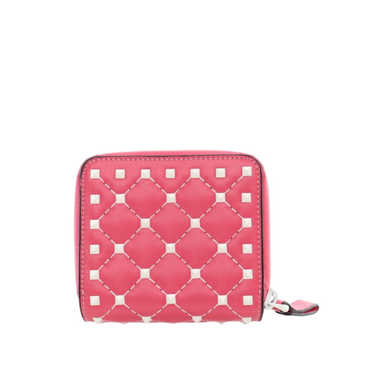 Quilted Lambskin Rockstud Zip Around Compact Wallet - Image 1