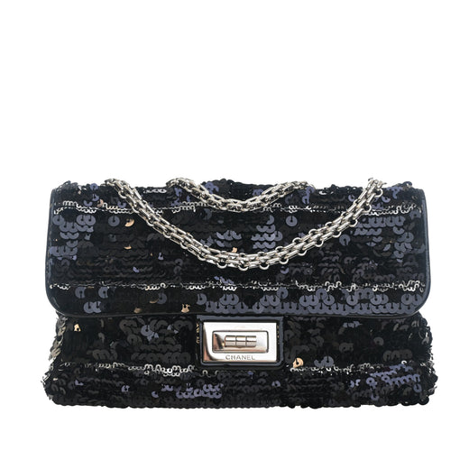 Patent Trimmed Sequined Satin Reissue 2.55 Single Flap 225 - Image 1