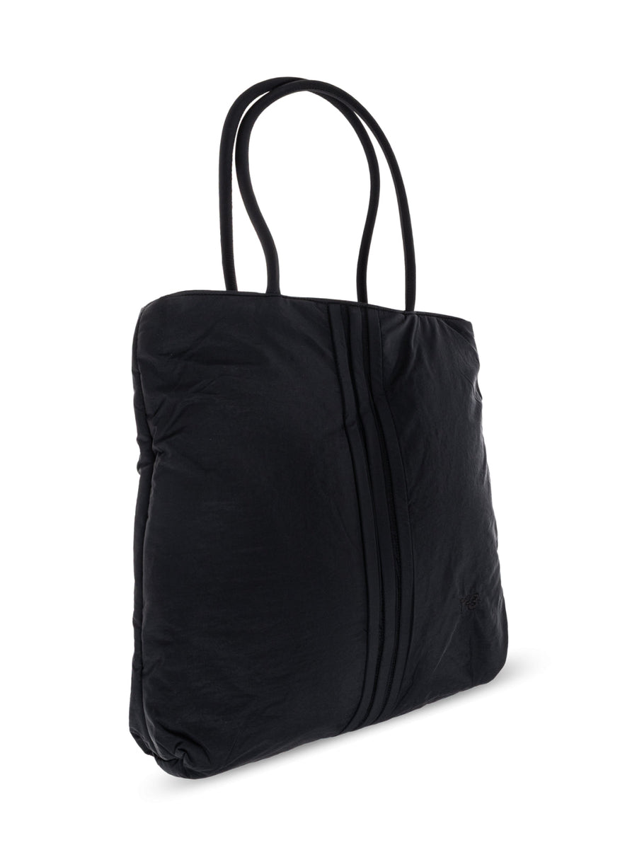 Y-3 Padded Striped Logo Tote Bag — Black Polyamide