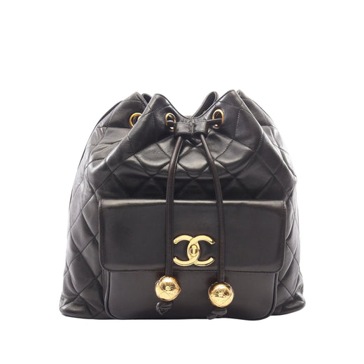 CC Quilted Lambskin Drawstring Backpack - Image 1