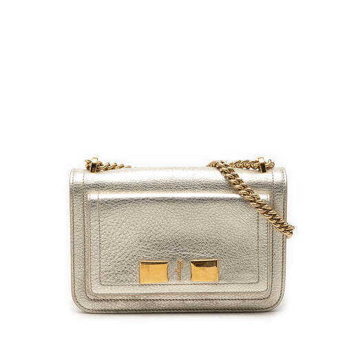 Small Metallic Leather Ginevra Shoulder Bag - Image 1