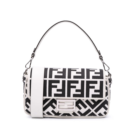 Zucca Embroidered Canvas Baguette Satchel - Image 1
