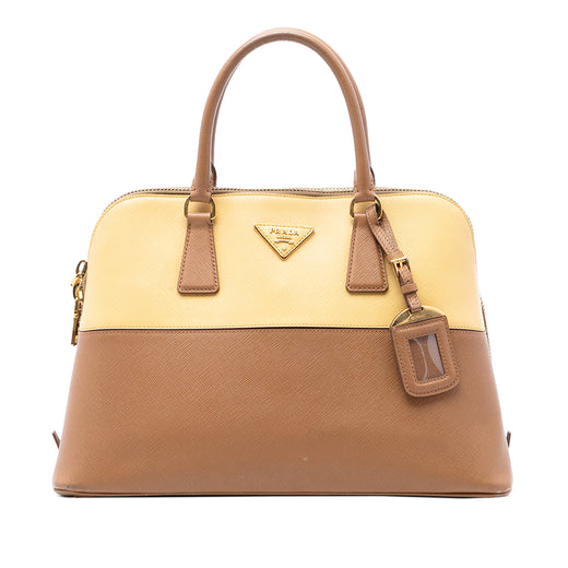Medium Bicolor Saffiano Lux Promenade Satchel - Image 1