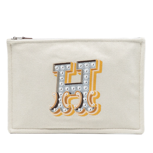 H Canvas Embroidered Electrique Flat Case - Image 1