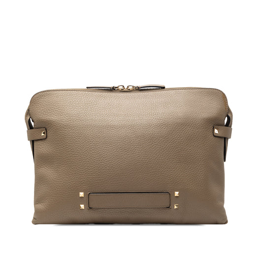 Grained Calfskin Rockstud Clutch - Image 1