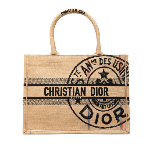 Medium Jute Embroidered Book Tote - Image 1