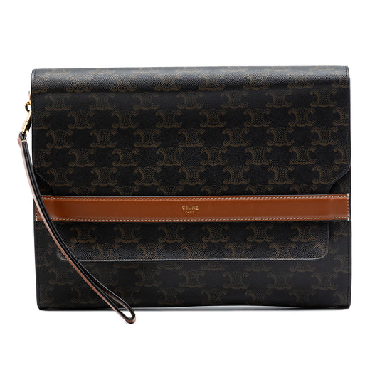 Triomphe Coated Canvas Wristlet Flap Pouch - Image 1